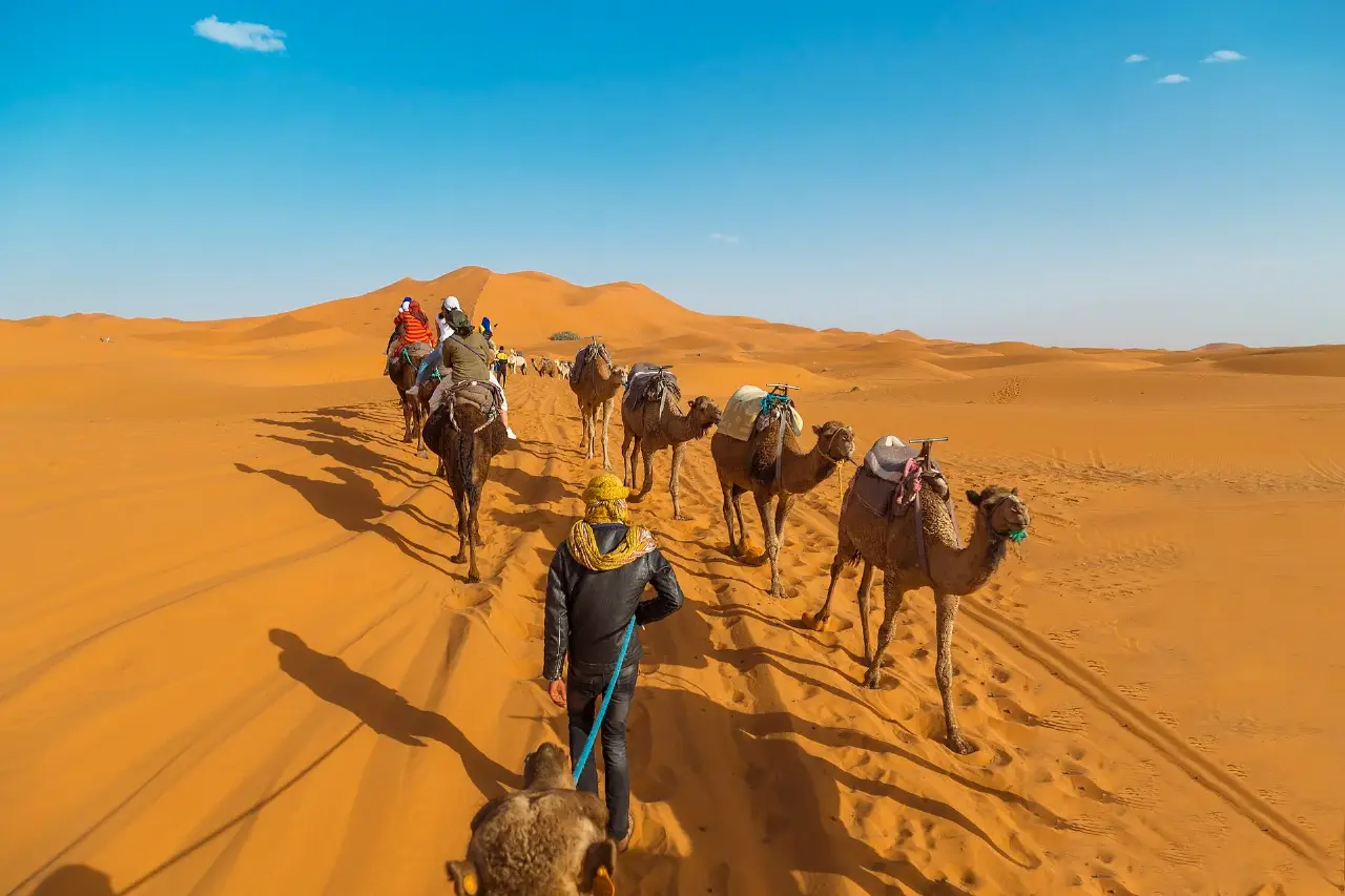 Kasbah of Aït Ben Haddou under a desert sky on the Amoudo Journeys 12-day Morocco grand tour
